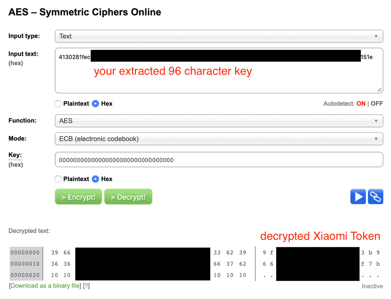 How to decrypt Xiaomi tokens